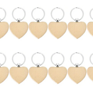 Porte-clés ovales en bois forme de cœur - 10 pieces